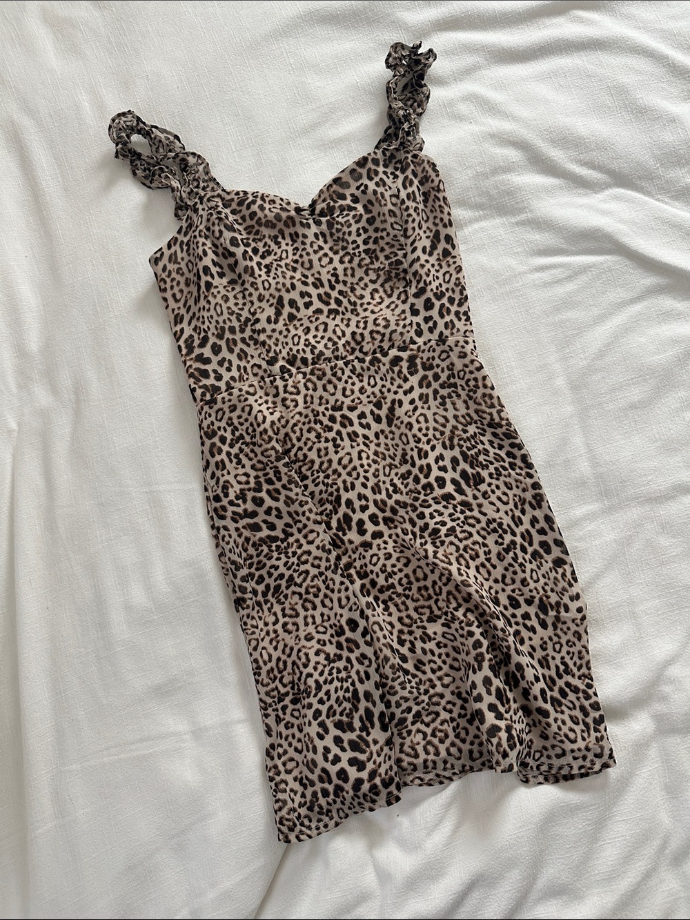 All in Favor Nordstrom Leopard Print Mini Dress — Beige and Black XS